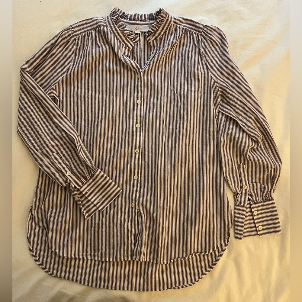 LOFT striped button blouse